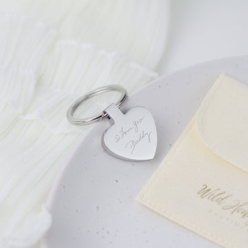 Heart Shaped Actual Handwriting Keepsake Keyring